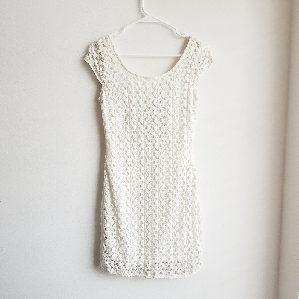 White Crocheted Mini Dress